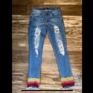 Lucky & Blessed Women’s Ripped Multi-Color Jeans